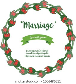 Greeting card of marriage in retro style with elegant rose flower frame. Vector