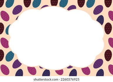 Greeting card material for Easter with a background of patterned eggs and space