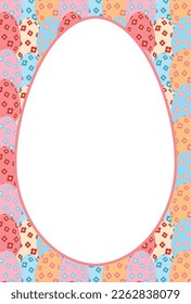 Material de la tarjeta de felicitación con un espacio en forma de huevo al fondo de huevos con motivos