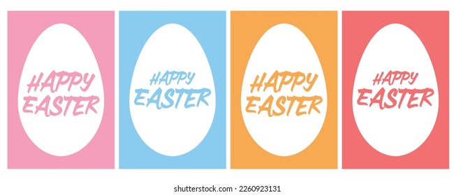 Material de la tarjeta de felicitación con marco en forma de huevo y personajes de la Pascua feliz
