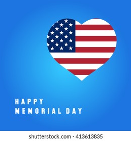 greeting card for memorial day. heart in national flag colors on a blue background. color vector illustration