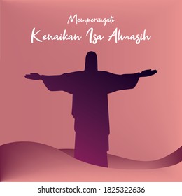 Greeting Card, Memperingati Kenaikan Isa Almasih. Translation: The Ascension Day of Jesus Christ with vector illustration silhouette svg