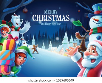 greeting card merry christmas cartoon