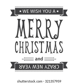 Greeting Card. Merry Christmas lettering. isolated object