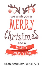 Greeting Card. Merry Christmas lettering. isolated object
