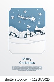 greeting card merry christmas paper cut,paper art and digital craft style.