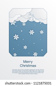 greeting card merry christmas paper cut,paper art and digital craft style.