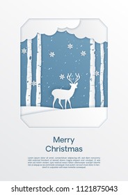 greeting card merry christmas paper cut,paper art and digital craft style.