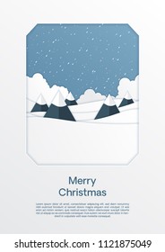 greeting card merry christmas paper cut,paper art and digital craft style.