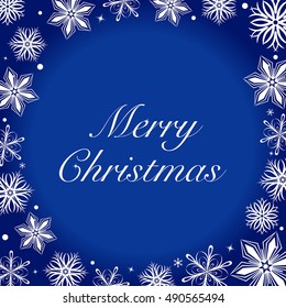 Greeting card merry christmas with snowflakes