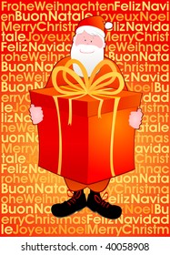 Greeting card for a Merry Christmas. Vector, in five languages