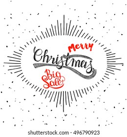 Greeting Card Merry Christmas in vintage style and big sale