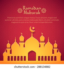 Greeting card with mosque for holy month of muslim community Ramadan Kareem celebration