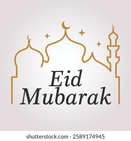 Greeting Card with Mosque Silhouette and Crescent Moon