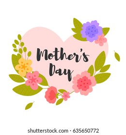 Greeting card for Mother's Day. Floral emblem. Postcards From The Spring Holiday. Logo. Vector images in cartoon style.