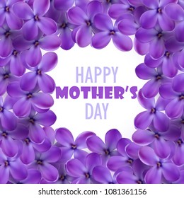 Greeting card for Mother's Day with lilac flowers. Realistic vector collection. Mother Day.