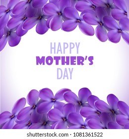 Greeting card for Mother's Day with lilac flowers. Realistic vector collection.