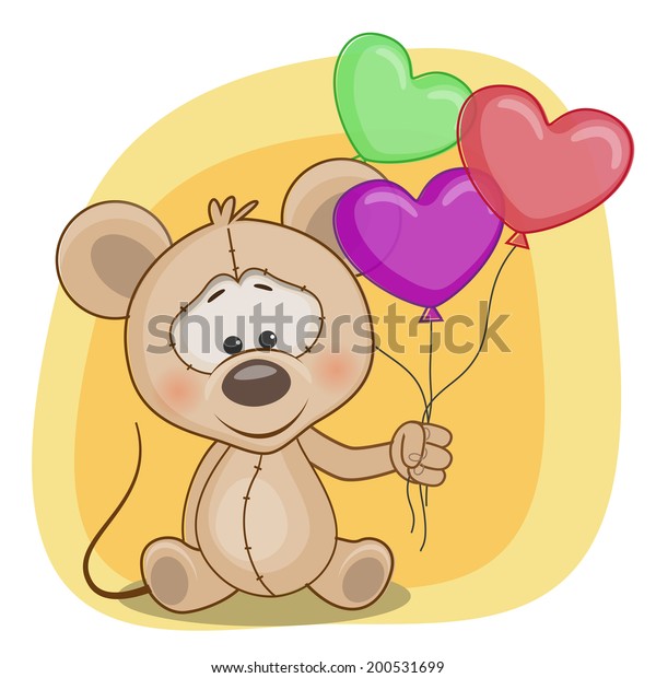 Greeting Card Mouse With Balloons