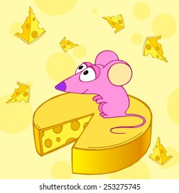 Greeting card with a mouse and cheese