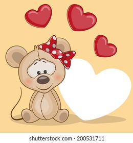 Greeting card mouse with hearts