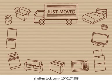 Greeting card of moving.