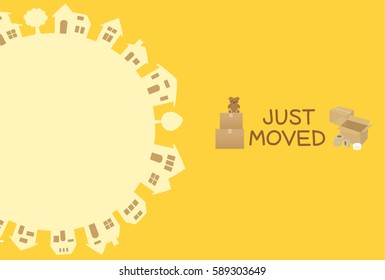 Greeting card of moving.
