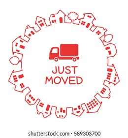 Greeting card of moving.