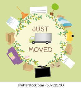 Greeting card of moving.