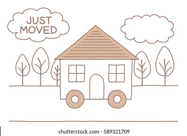 Greeting card of moving.