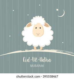 Greeting card for Muslim Community Festival of Sacrifice Eid-Ul-Adha. Vector illustration