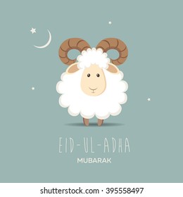 Greeting card for Muslim Community Festival of Sacrifice Eid-Ul-Adha. Vector illustration