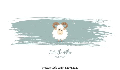 Greeting card for Muslim Community Festival of Sacrifice Eid-Ul-Adha. Vector illustration