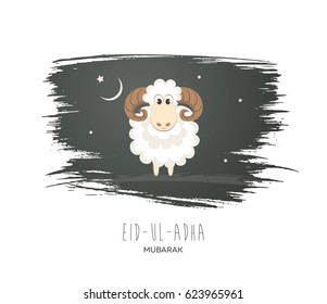 Greeting card for Muslim Community Festival of Sacrifice Eid-Ul-Adha. Vector illustration