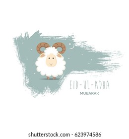 Greeting card for Muslim Community Festival of Sacrifice Eid-Ul-Adha. Vector illustration