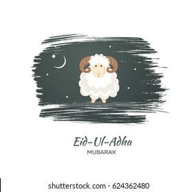 Greeting card for Muslim Community Festival of Sacrifice Eid-Ul-Adha. Vector illustration