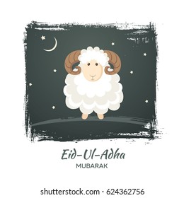Greeting card for Muslim Community Festival of Sacrifice Eid-Ul-Adha. Vector illustration