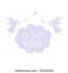 The greeting card My best wishes with the angels