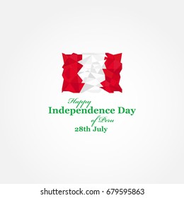 Greeting card to the  national holiday of Peru Independence Day on July 28. Flag of Peru and design elements for decoration of posters and advertising posters