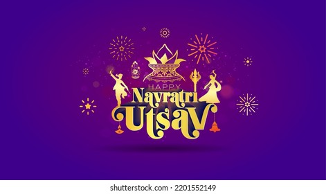 Greeting card for Navratri festival. Kalash puja and navratri utsav background with dandiya dance. svg