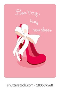 Greeting card, new shoes. Black Fridat Sale. Shopping advertising 