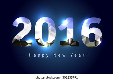 Greeting card for New Year 2016 - vector illustration