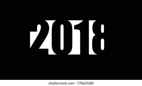 Greeting card for the new year 2018. black and white
