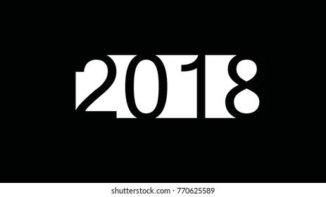 Greeting card for the new year 2018. black and white
