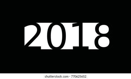 Greeting card for the new year 2018. black and white
