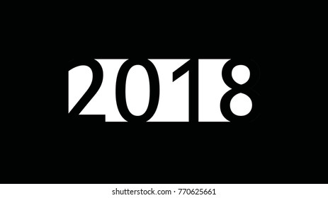 Greeting card for the new year 2018. black and white
