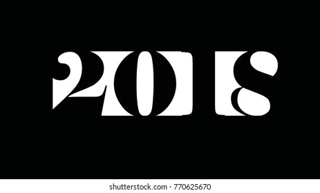 Greeting card for the new year 2018. black and white
