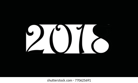 Greeting card for the new year 2018. black and white
