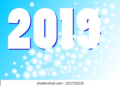Greeting Card for New Year. 2019 is Coming. Vector. 3D Illustration