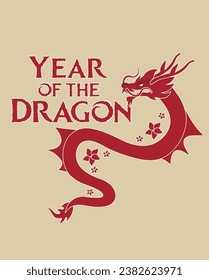 Greeting card for New Year 2024 with Chinese dragon  