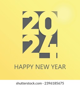 greeting card for the new year 2024 in gold, vector image